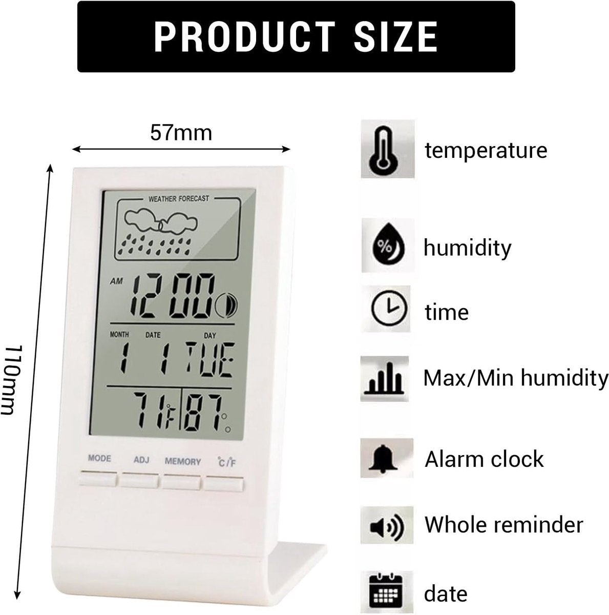 Weather Station - Thermometer - Hygrometer - Indoor/Outdoor Digital Weather Station with Radio-Controlled Clock, Trend Display and Date/Day of the Week - Smart Thermometer for Home and Office - Image 5