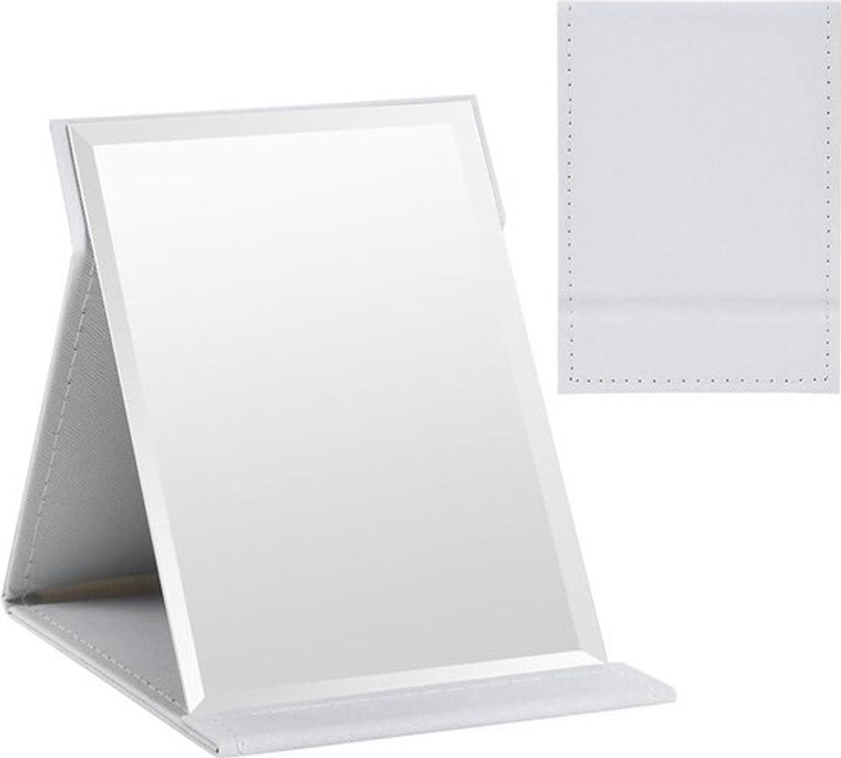 Folding tabletop mirror with PU leather cover – 125 x 17 cm – Portable travel mirror with stand – Makeup mirror for office and camping - Image 8