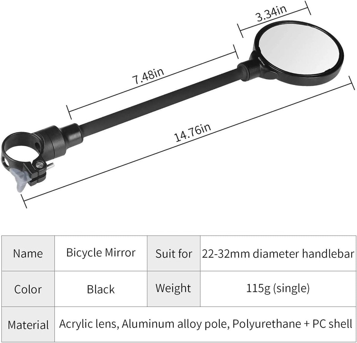 2-Piece Convex Bicycle Mirrors - Universal HD Handlebar Mirrors with 360-Degree Rotation and Wider Field of View for Bicycles and Electric Bikes - Image 9