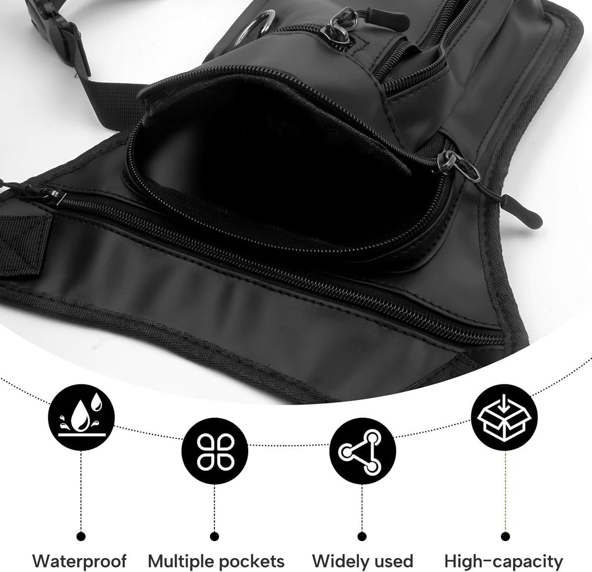 Fanny pack - Men's fanny pack - Women's fanny pack - Waterproof tactical leg bag - Fanny pack - Multifunctional motorcycle bag for men and women - Travel, camping, running, cycling - Gray - Image 5