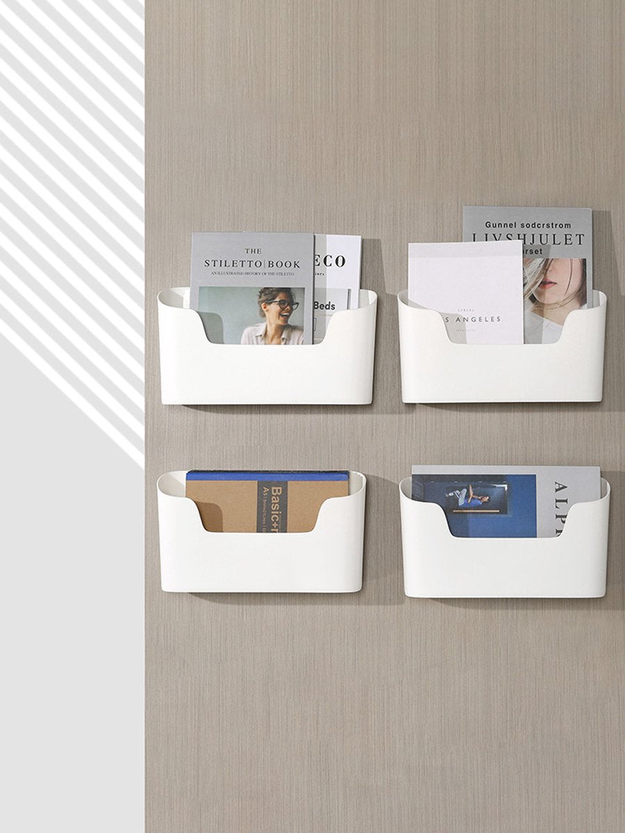 Storage boxes - Wall-mounted storage boxes - Wall-mounted filing cabinets - Mail and magazine organizers - Self-adhesive single-compartment door - No drilling required - For storing office supplies - (White, set of 2) - Image 5