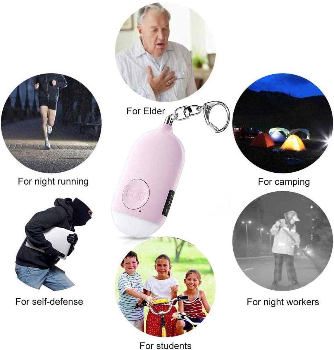 Rechargeable Personal Alarm – Keychain – Personal Alarm – Alarm Keychain – Rechargeable LED Flashlight – Self-Defense Products – Self-Defense Alarm – Personal Alarm – Pink - Image 9