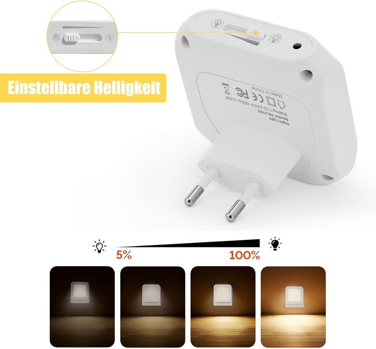 Night light - Night light plug - Adult night light - LED night light - With sliding dimming position - Suitable for bedrooms and staircases - For babies, adults, and children (pack of 2) - Image 6