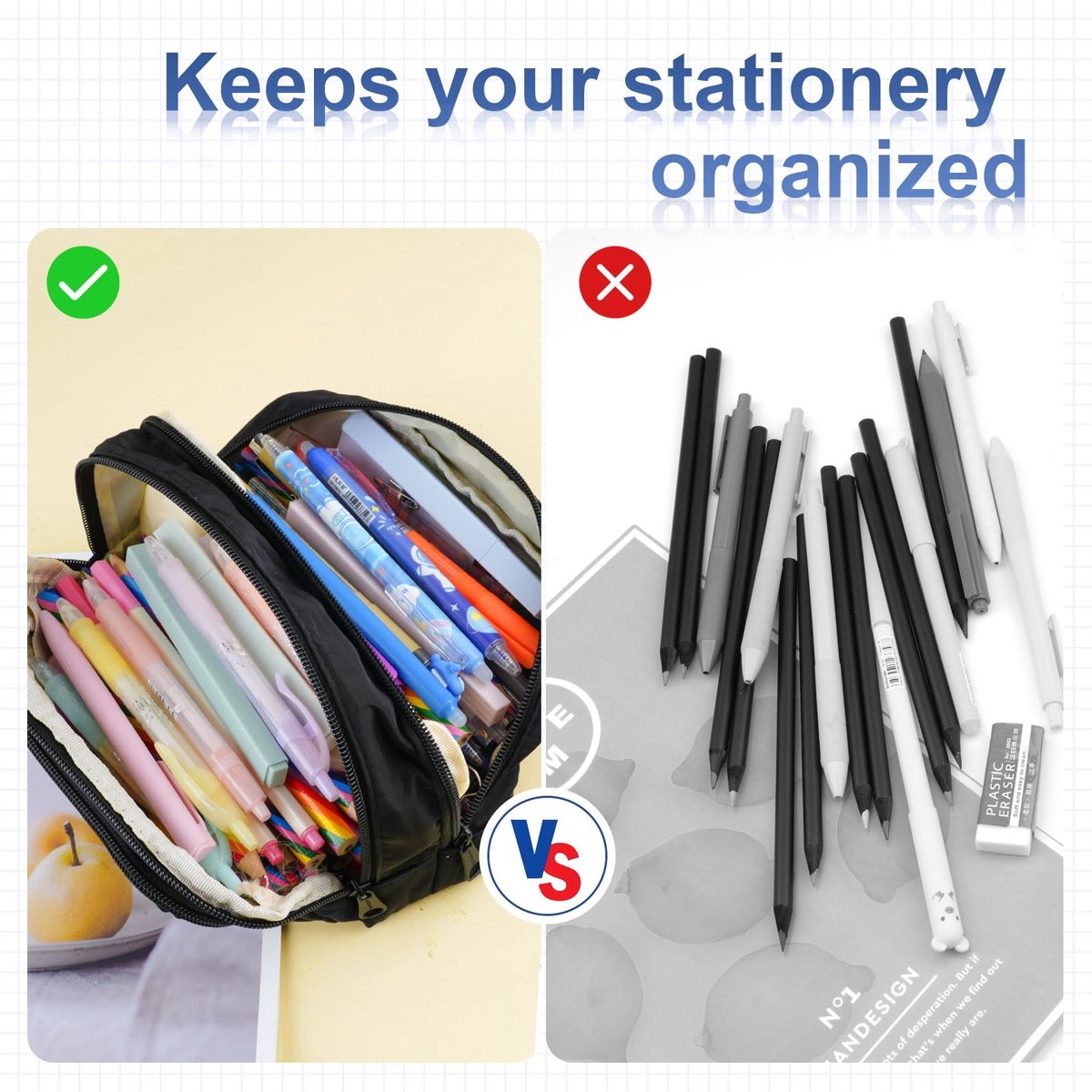 Pencil Case - Pencil Case - Adults - Boys and Girls - School Pencil Case - Black - Image 8