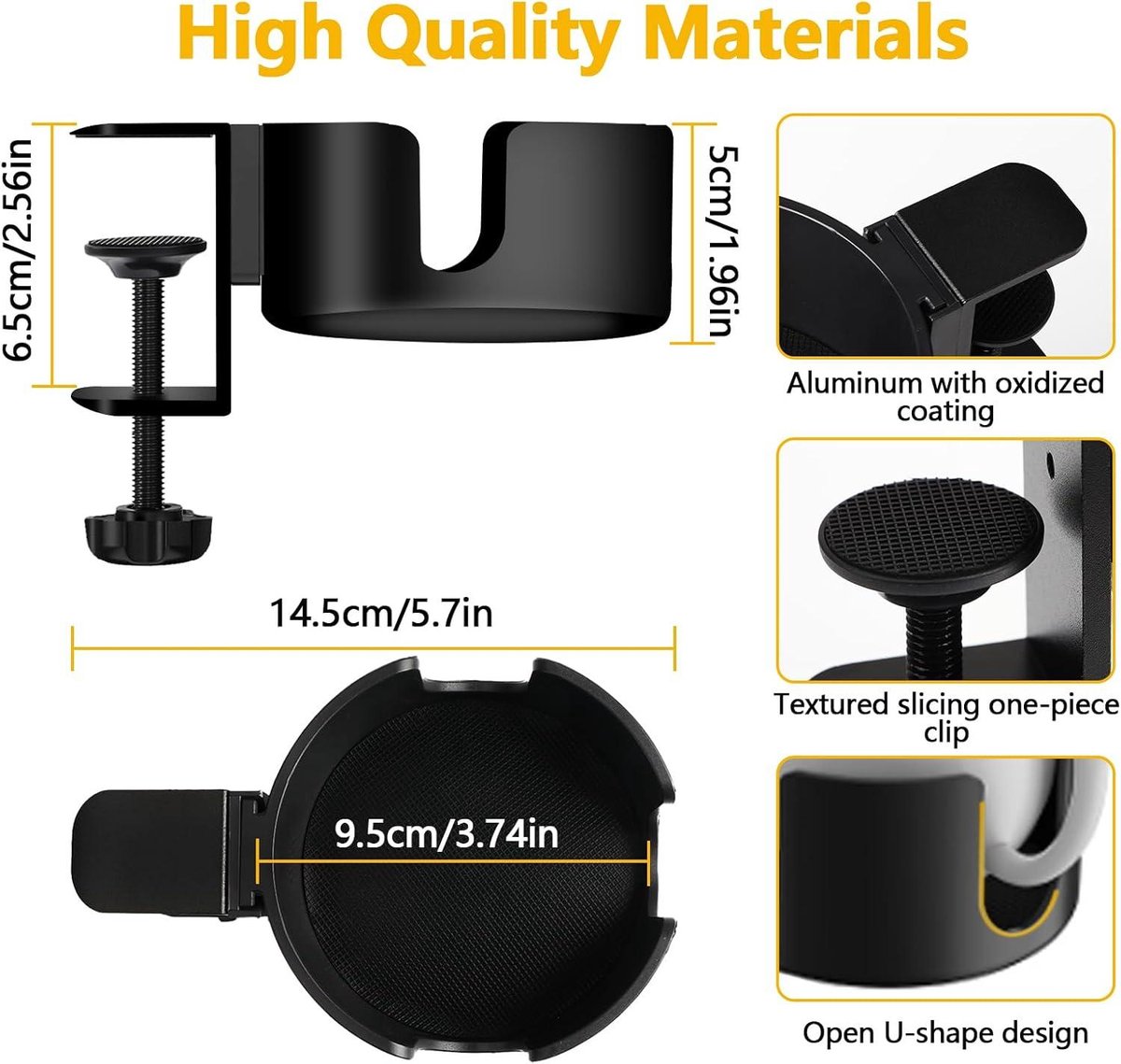 Adjustable and portable tabletop cup holder with clip - universal holder for bottles, coffee cups and water cups - 95 cm diameter, max. capacity 5 kg - Image 8
