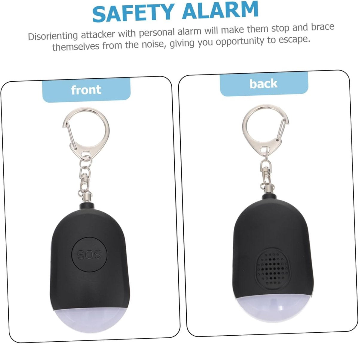 Portable Security Alarm - Personal Alarm - with LED - Emergency Alarm - SOS Button - Alarm Keychain - for Women - Personal Alarm for Outdoor Activities - Personal Alarm Keychain (Black) - Image 6