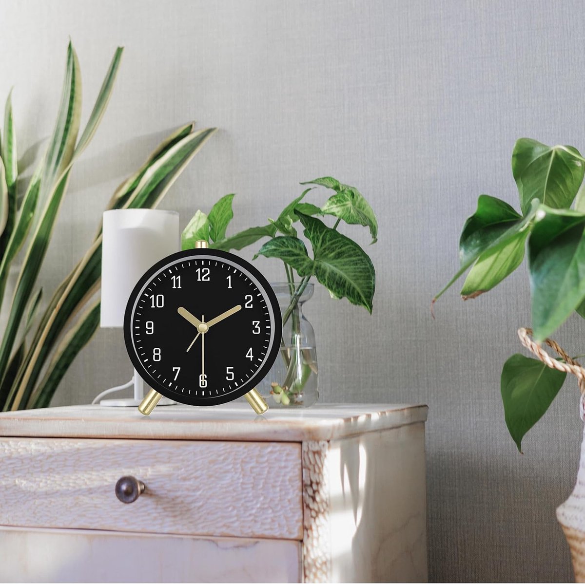 Wekker - Digital Alarm Clock - Alarm Clocks - Children's Alarm Clock - Silent Analog Metal Alarm Clock - Simple Desk Clock - With Night Light - Black - Modern Classic - For Bedside - Image 5