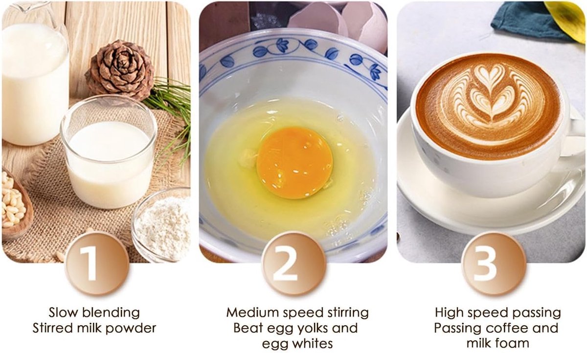 Electric milk frother, manual, rechargeable, mini whisk, USB rechargeable, 3 speeds, for lattes, cappuccinos, coffee, cream, hot chocolate, eggs, etc. - Image 7