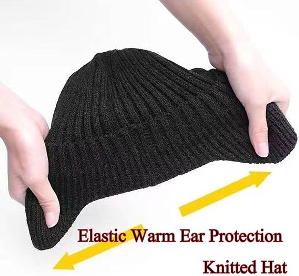 Beanie - Men's Beanie - Winter Beanie - Knitted Beanie - Ski Beanie - Thick Beanie - Thermal Protection for Outdoors - Elastic Earflaps - Skiing - Snowboarding - Cycling - Walking - Black - Gift Idea for Him/Her - Image 6