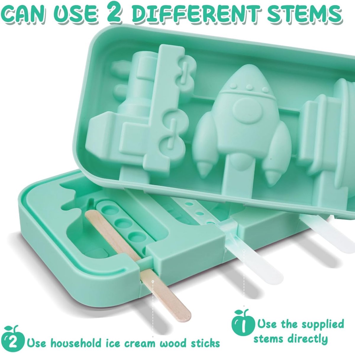 Silicone Ice Pop Mold - Set of 2 Ice Pop Molds - 12 Ice Pops - Ice Pop Molds for Kids and Adults - Ice Pop Mold Set - BPA Free - Image 6