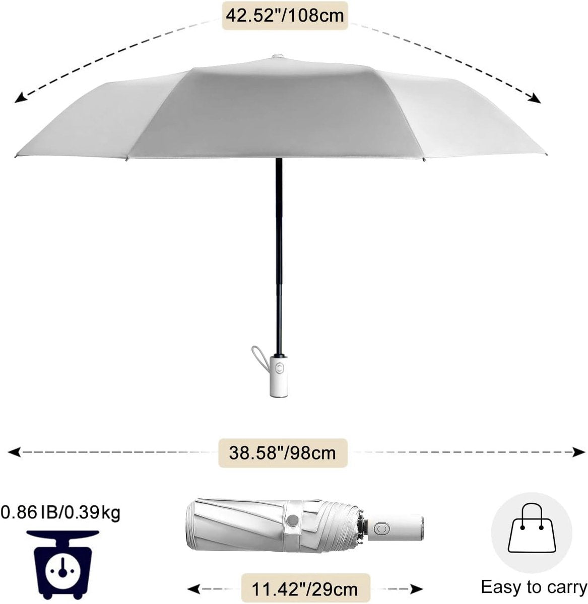 Automatic umbrella, parasol, automatic folding anti-ultraviolet umbrella for women, windproof and rainproof, mini umbrella, 8-rib umbrella, suitable for adults and children, travel parasol - Image 7