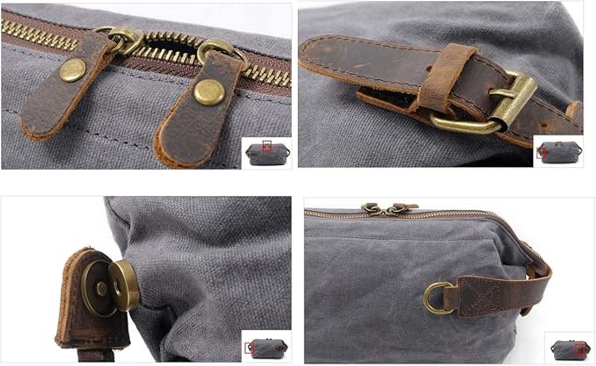 Men's Toiletry Bag - Women's Toiletry Bag - Toiletry Bag with Hook - Waterproof Vintage Canvas - Suitable for Men and Women - Makeup Bag - Travel Toiletry Bag - Image 4