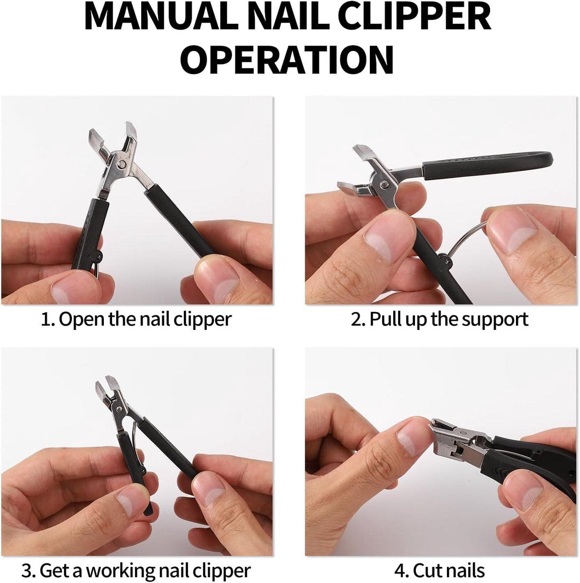 Wide nail clippers 78 x 19 cm - Anti-splash angled nail clippers with wide opening - Nail clippers for hands and feet - Pedicure and manicure tool for men and women (Black) - Image 7