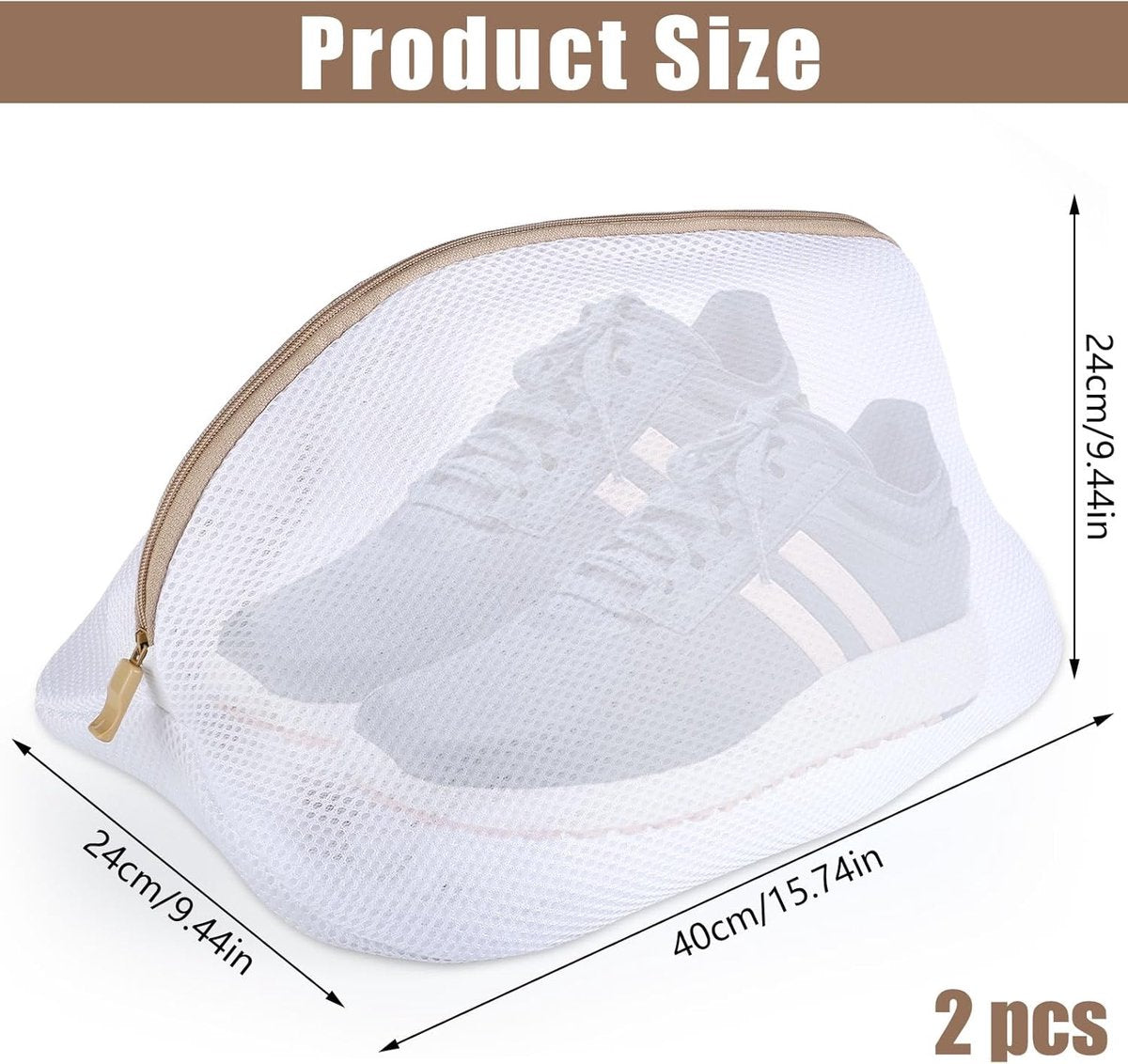 Laundry bag - Packing cubes - Laundry net - Women's shoe bag - Laundry bags with zipper - Compression zippered storage cubes - Reusable - 2 pieces - Shoe protector - Clothes - Image 7
