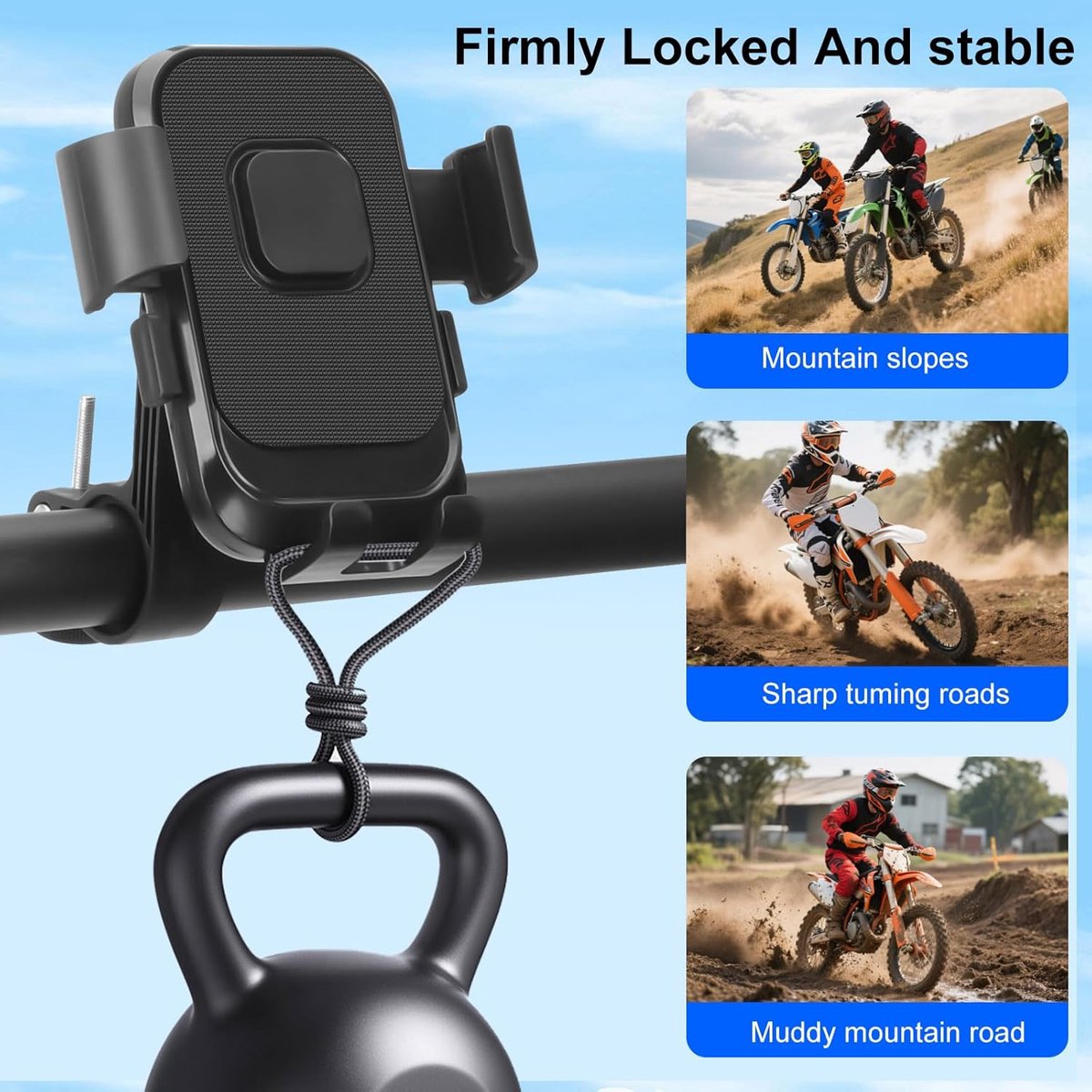 Bicycle Phone Holder - Motorcycle Phone Holder - 1 Second Automatic Locking - 360 Degree Rotating Bicycle Handlebar Phone Holder - Suitable for Mountain Bikes, Electric Scooters, and Other Models - Image 9