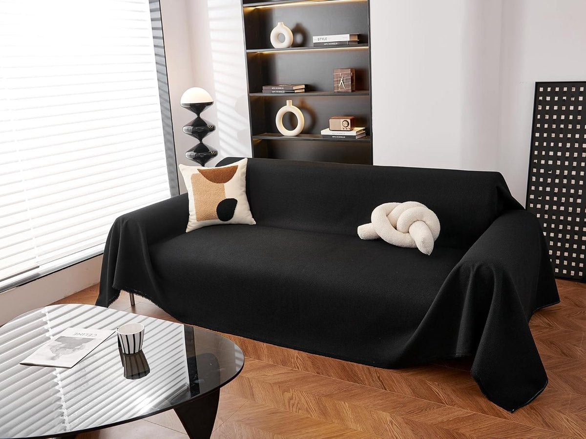 Sofa cover - Corner sofa cover - Loveseat cover - All seasons - Sofa cushion - Waterproof sofa cover - Thick ripstop - Polyester sofa cover - Black - Raised - 280 x 180 cm - Image 8