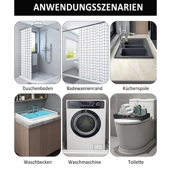 2m Self-Adhesive Shower Strip, 4cm High Waterproof Rubber Strip for Bathroom and Kitchen, Shower Threshold / Water Barrier Black - Image 6