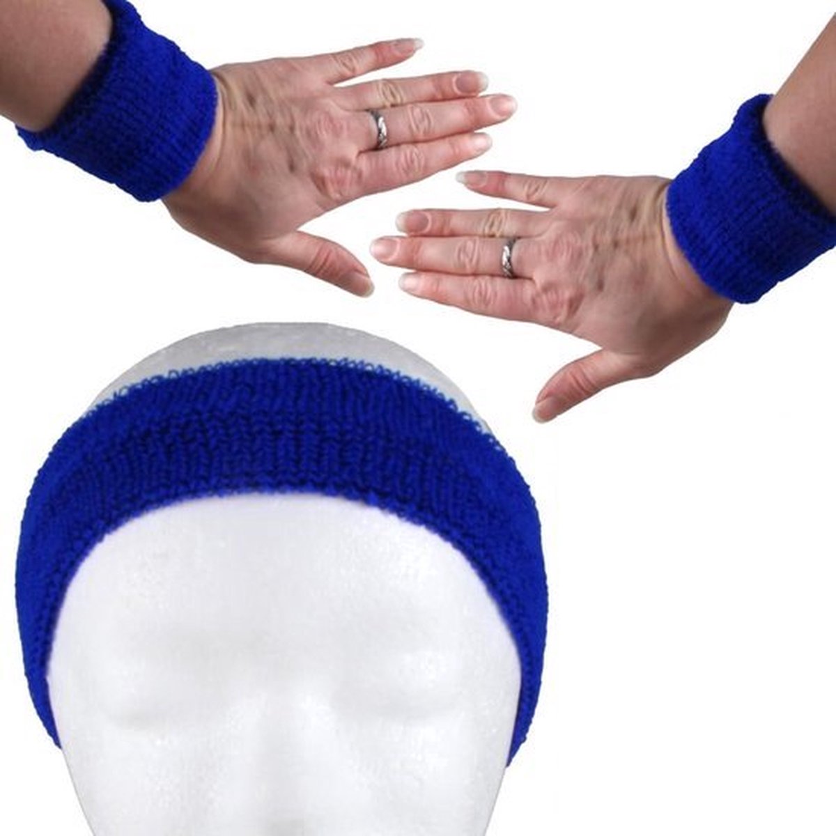 3-Piece Set of Headband & 2x Wristband Set | Sweatband | Sweatbands | Head and Wrist | Sports Bands | Dark Blue - Image 3
