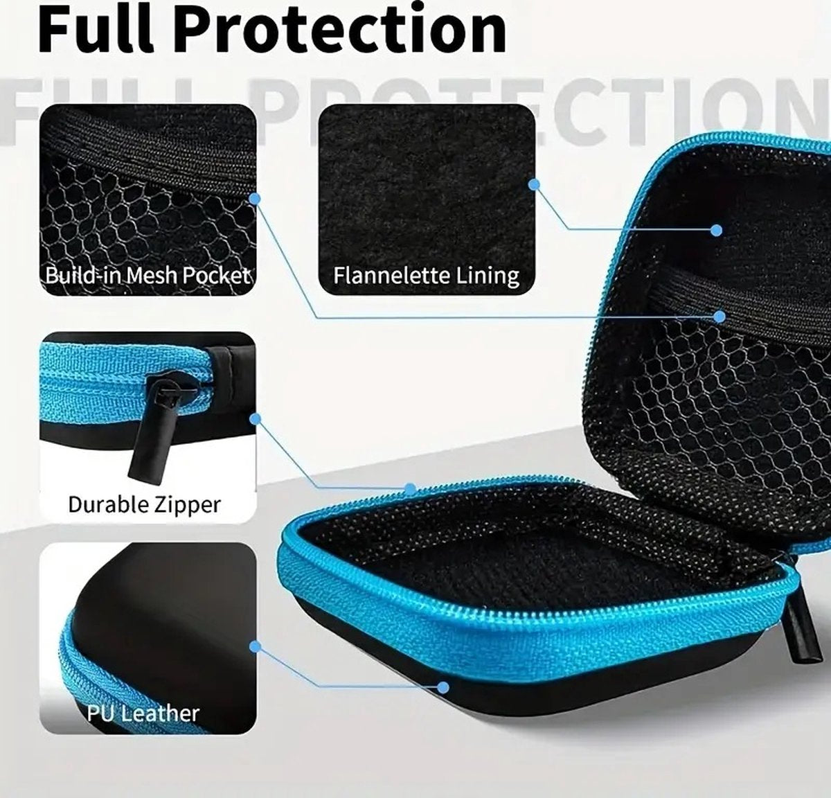 Earbud Storage Case for Earphnes | Case for In-ear Headphones | Earbud Case | Headphone Organizer | Charging Cable Storage Case | Black/Orange - Image 5