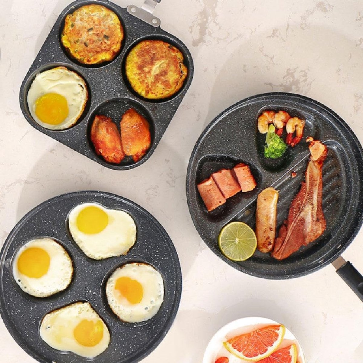 Non-stick egg pans - Cast iron egg frying pan - Breakfast burger egg pancake maker - for fried eggs, pancakes - Suitable for gas stoves and induction cooktops - Image 5