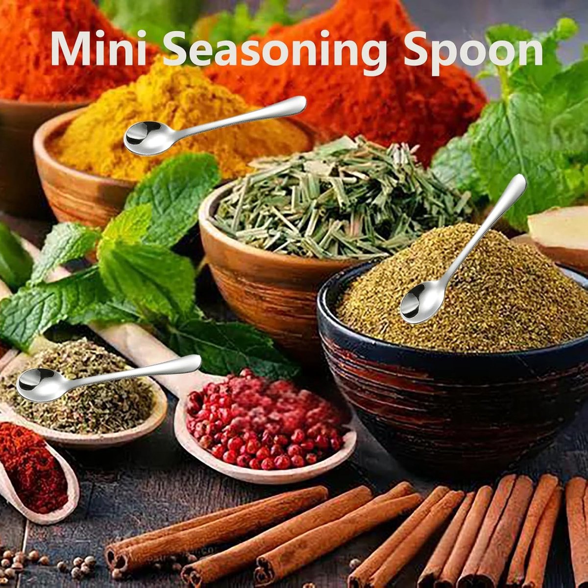 8 Mini Stainless Steel Spice Spoons - 7.3cm - For Salt, Sugar & Honey - Image 5