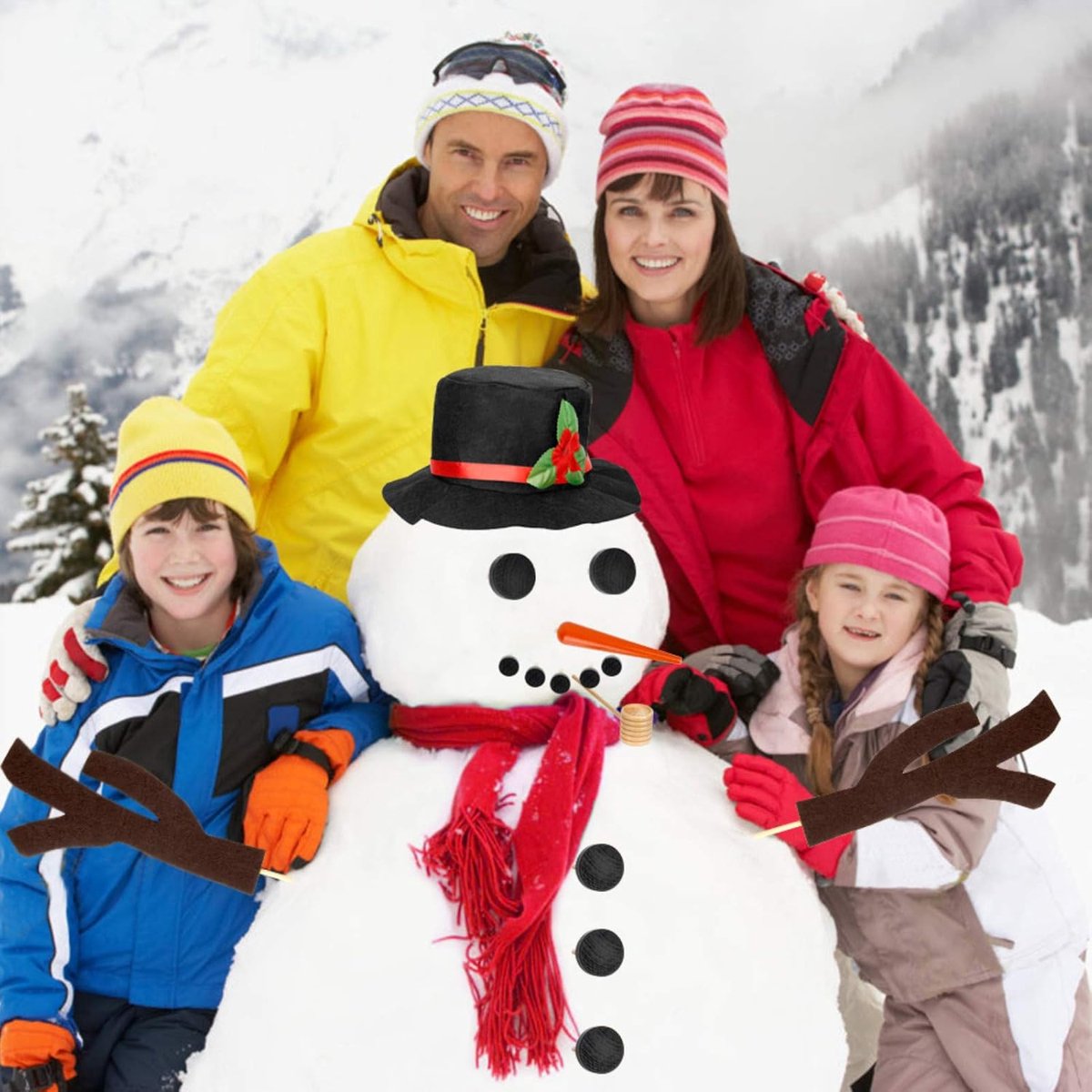 16-Piece Snowman Decoration Set - Christmas Winter Party - Reusable - Non-woven Velour - Image 5