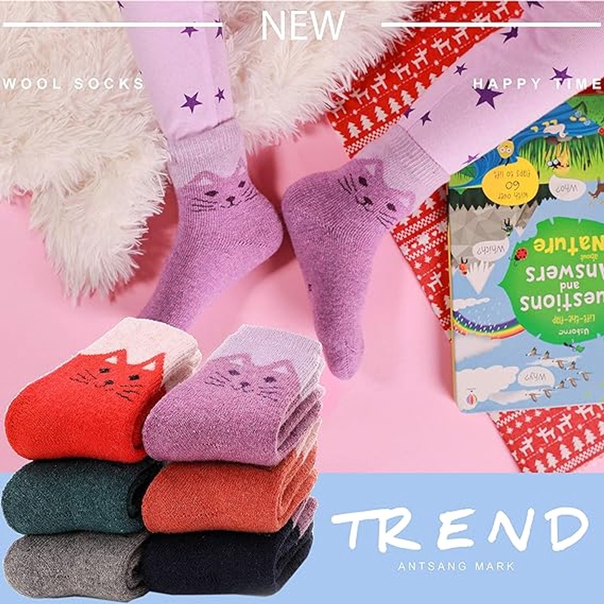 Kids' hiking socks - suitable for toddlers, boys and girls - warm and thick - mid-calf boot socks - comfortable and thick - 6 pairs per pack - gift socks - Image 5