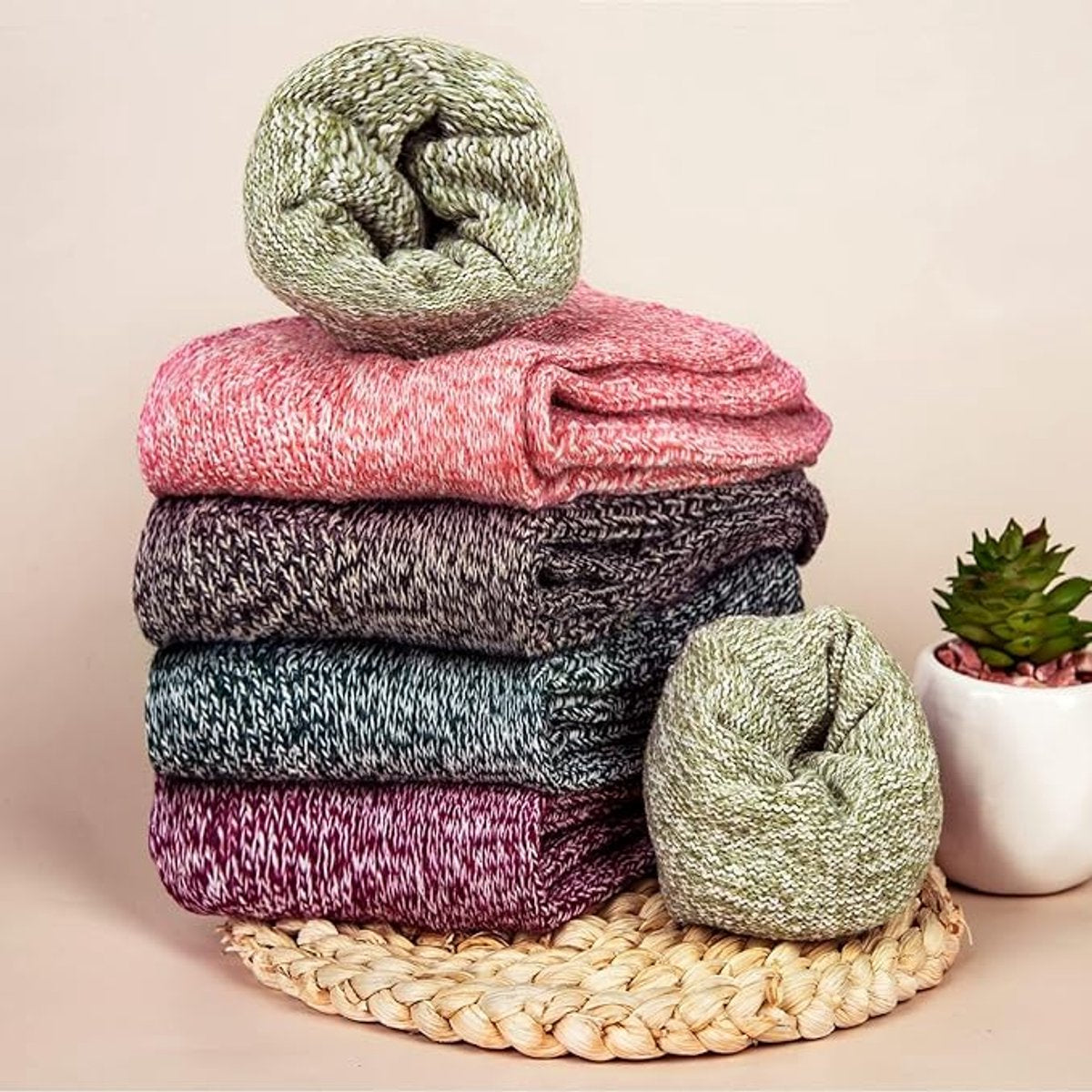 5-pair women's winter socks - extra thick and comfortable winter socks - knitted socks - warm and fun knitted socks - women's gifts - Image 5