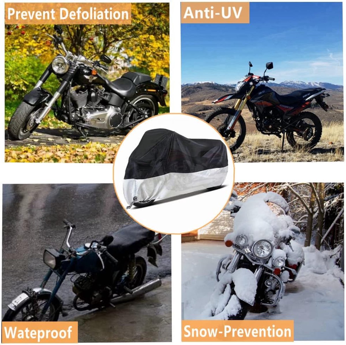 Motorcycle cover, Waterproof car cover with lock holes and storage bag, suitable for motorcycles up to 245 cm - Image 5