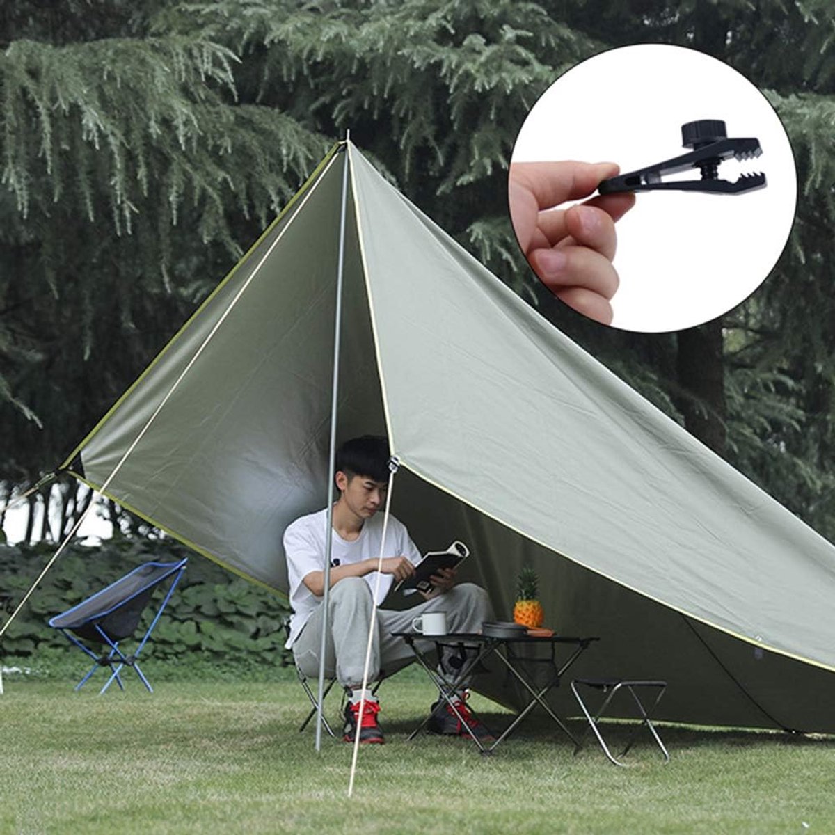 Tarp Clips & Bungee Cords 10-piece – Heavy Duty, for tents/banners (black) - Image 5