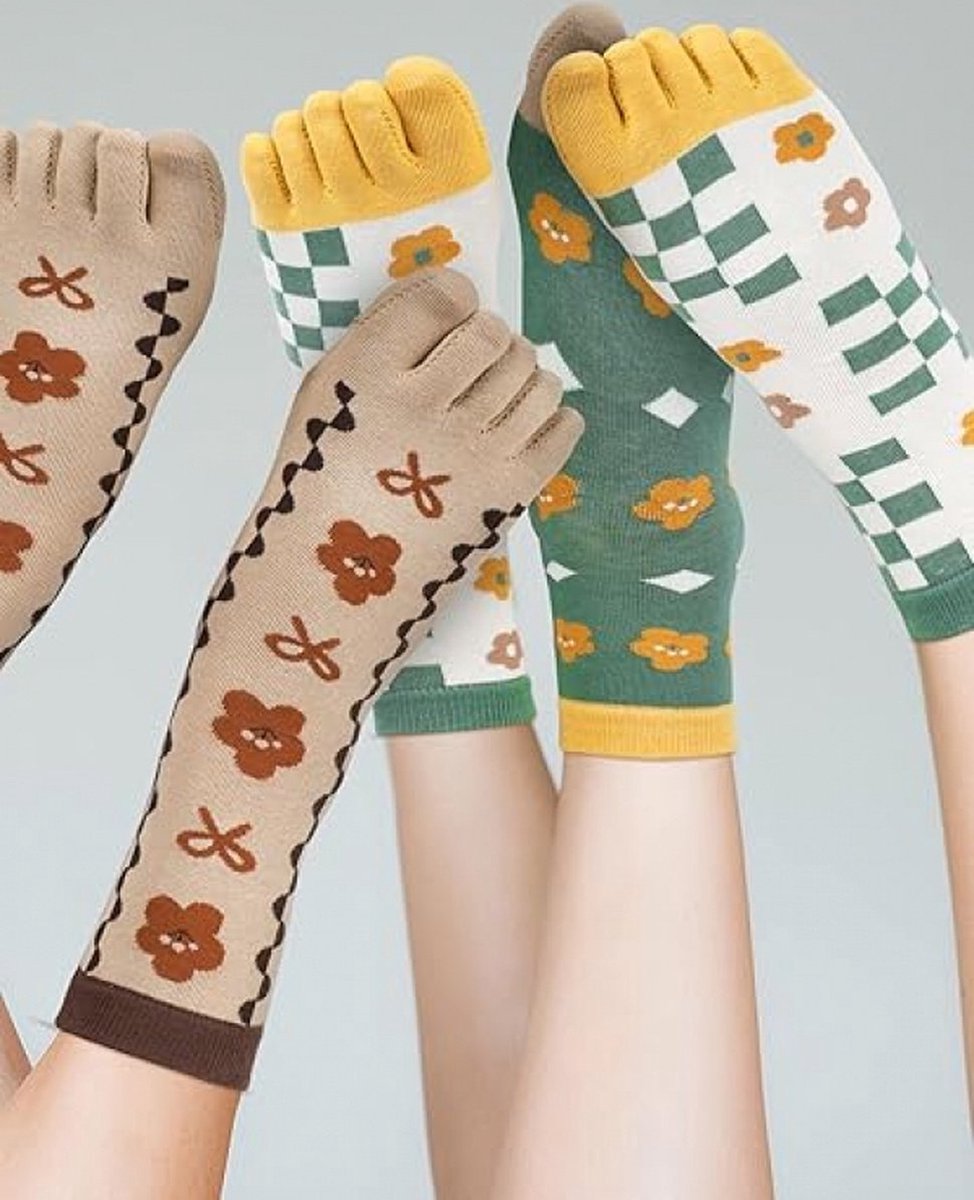 Toe Socks - Women's - Toe Socks - 6 Pairs - Cotton - Yoga Socks - Smooth Toe Seam - No Annoying Seams - Toe Socks - Toesocks - Ladies - Runner Toe Socks - Sneaker Socks - Antibacterial - Breathable - Elasticity - Comfortable Socks - Image 5