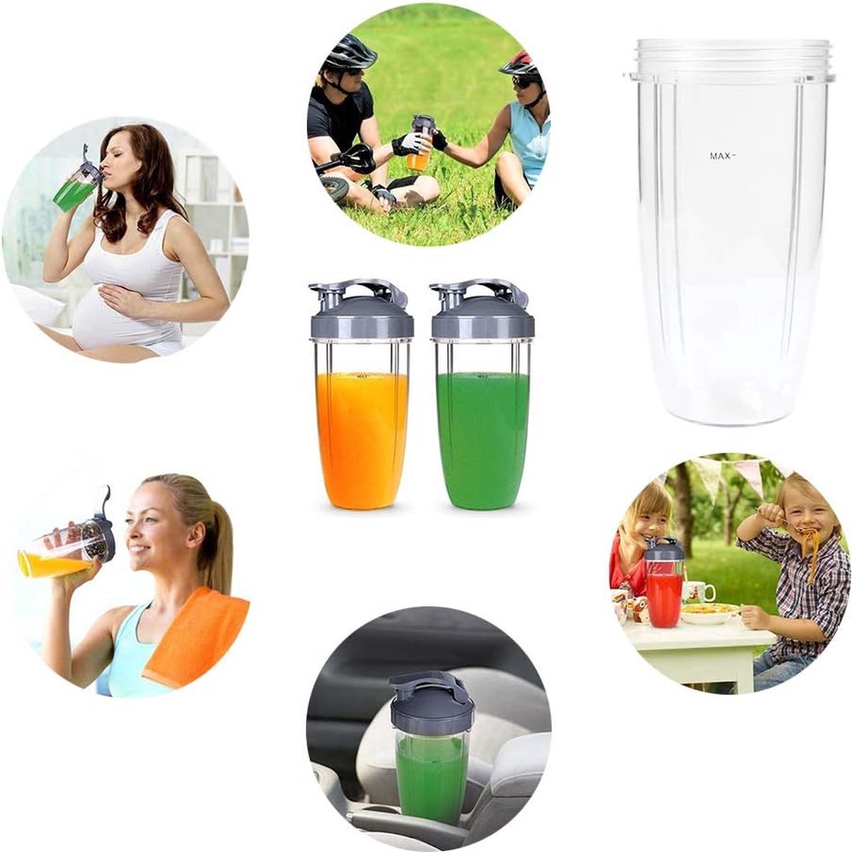 5 Pieces - Suitable for Nutribullet Blender Cup and Blade Replacement Set - Includes Large 32 Oz Cup - 1 Flip-Up Carrying Lid - 1 Premium Extractor Blade - 2 Rubber Seals - Compatible with Nutribullet 600w/900w Blenders - Image 5