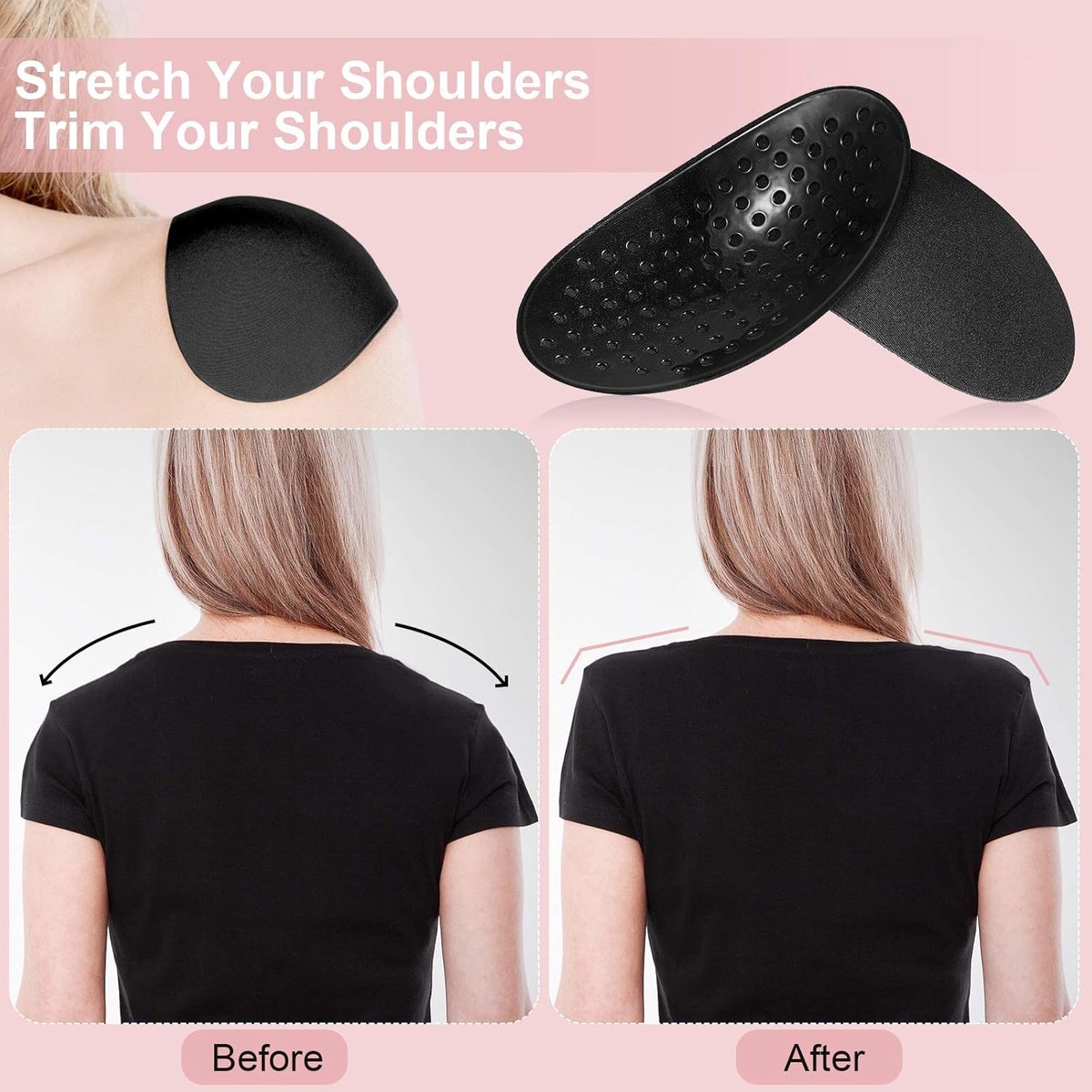 Premium Self-Adhesive Shoulder Pads - 4 Pairs - Reusable - Shoulder Pads for Women's Clothing - Shoulder Pads for Clothing - Shoulder Pads - Silicone Shoulder Pads for Dresses - Breathable - Non-Slip Shoulder Height Enhancer - Image 5