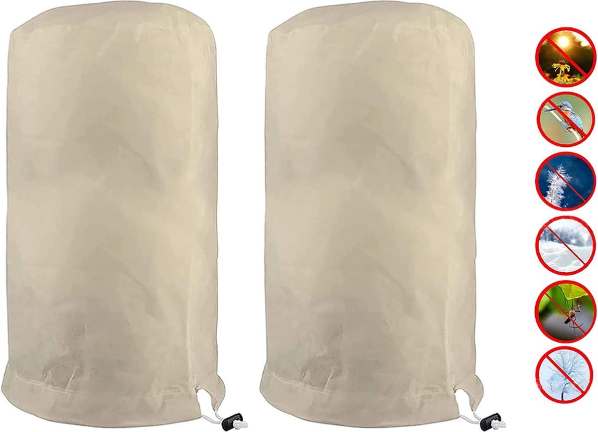 Frost Protection Plant Cover - 2 Pieces - Plant Cover - Frost Non-Woven Fabric - Plant Protective Covers - Plant Protection - Winter Protective Cover Tree/Plant - 60x80cm - Frost Protection Cover Plants - Winter Cover - Durable - Zipper - UV Permeable - Image 5