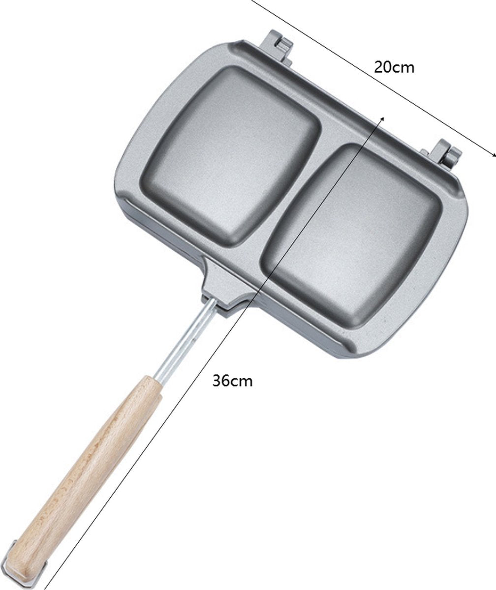 Reversible Sandwich Maker - Double-Sided Frying Pan - Contact Grill - Non-Stick Gas Toaster - Sandwich Plate - With Handle - Omelet Sandwich Maker - Grey - Image 5