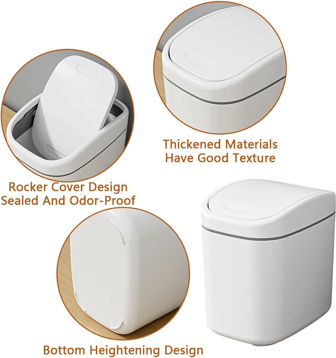 Countertop Waste Bins - Car Trash Can - With Flip-Up Lid - Small Countertop Waste Bin - Mini Trash Can - Tabletop Waste Bin - Plastic Trash Can - Bathroom Waste Bin - Recycling Waste Bin - Handy Trash Can - Office Waste Bins - Home / Office - Image 5