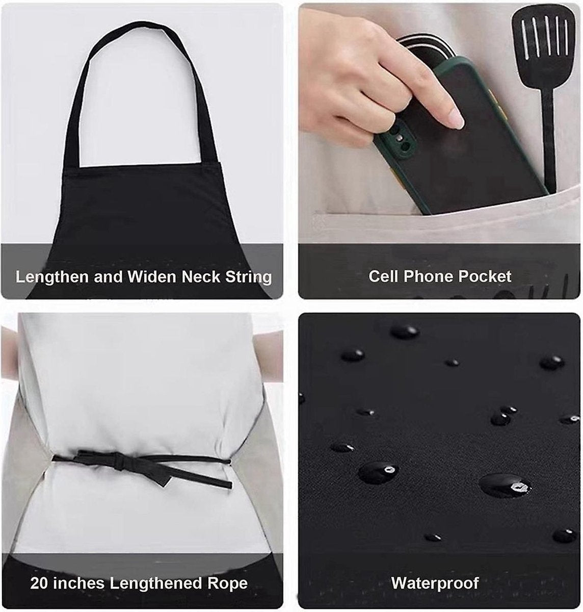 Kitchen Apron - 2 Pieces - Professional Cooking Apron - For Ladies and Gentlemen - Hospitality Apron - Easily Adjustable - Pottery Apron - Painting Apron - Crafts - For Men's Workshop - Denim Apron - Bartenders - Carpenter's Apron - Barbecue Aprons - Kitc - Image 5