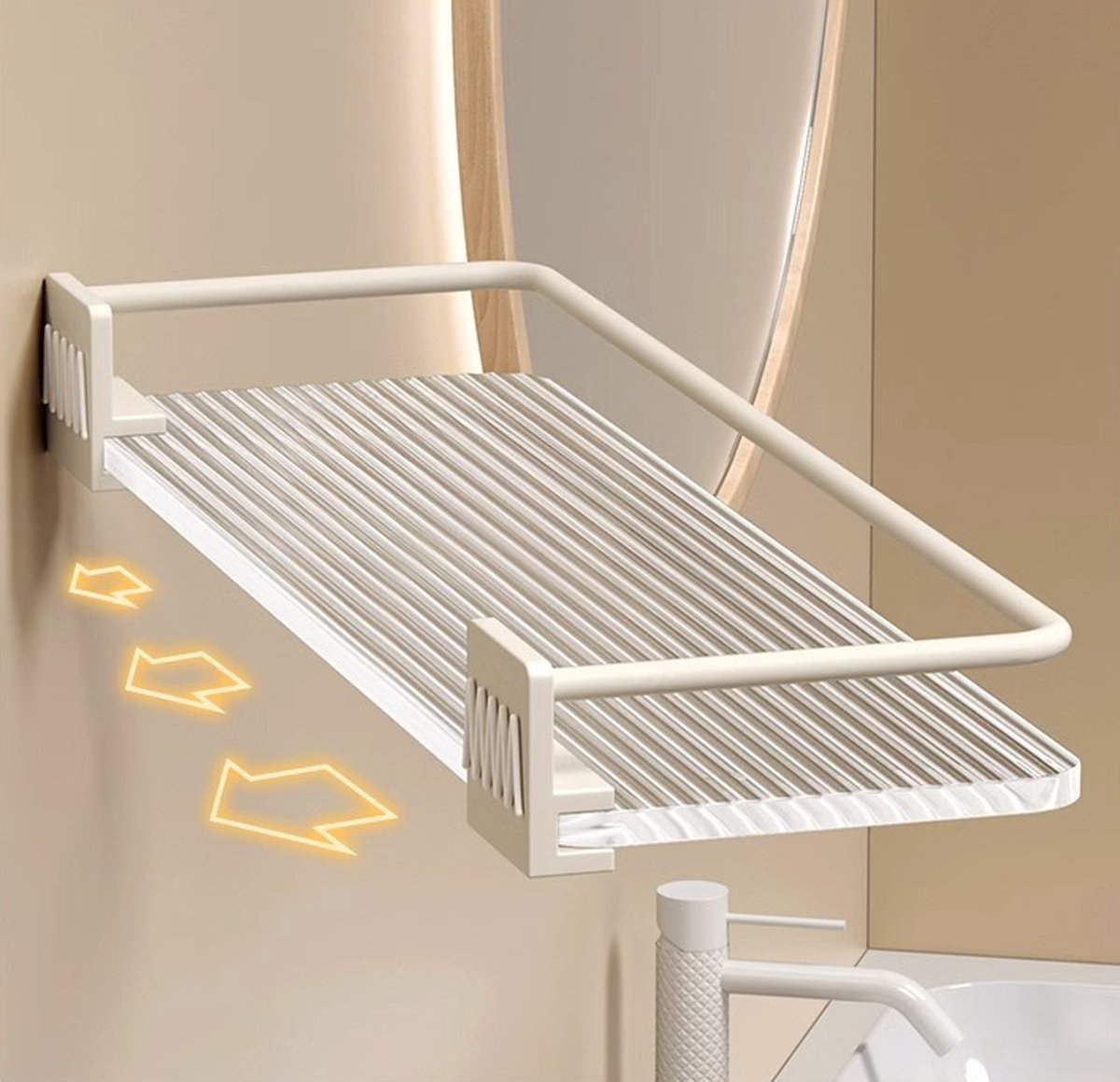 Shower Rack - 30 Cm - Wall Rack - Bathroom Rack - Small Shower Rack - Bathroom Accessories - No Drilling Required - Small Wall Rack - Hanging Shower Rack - For the Shower Storage Organization - For Kitchen Bedroom Living Room - White - 1 Piece - Image 5