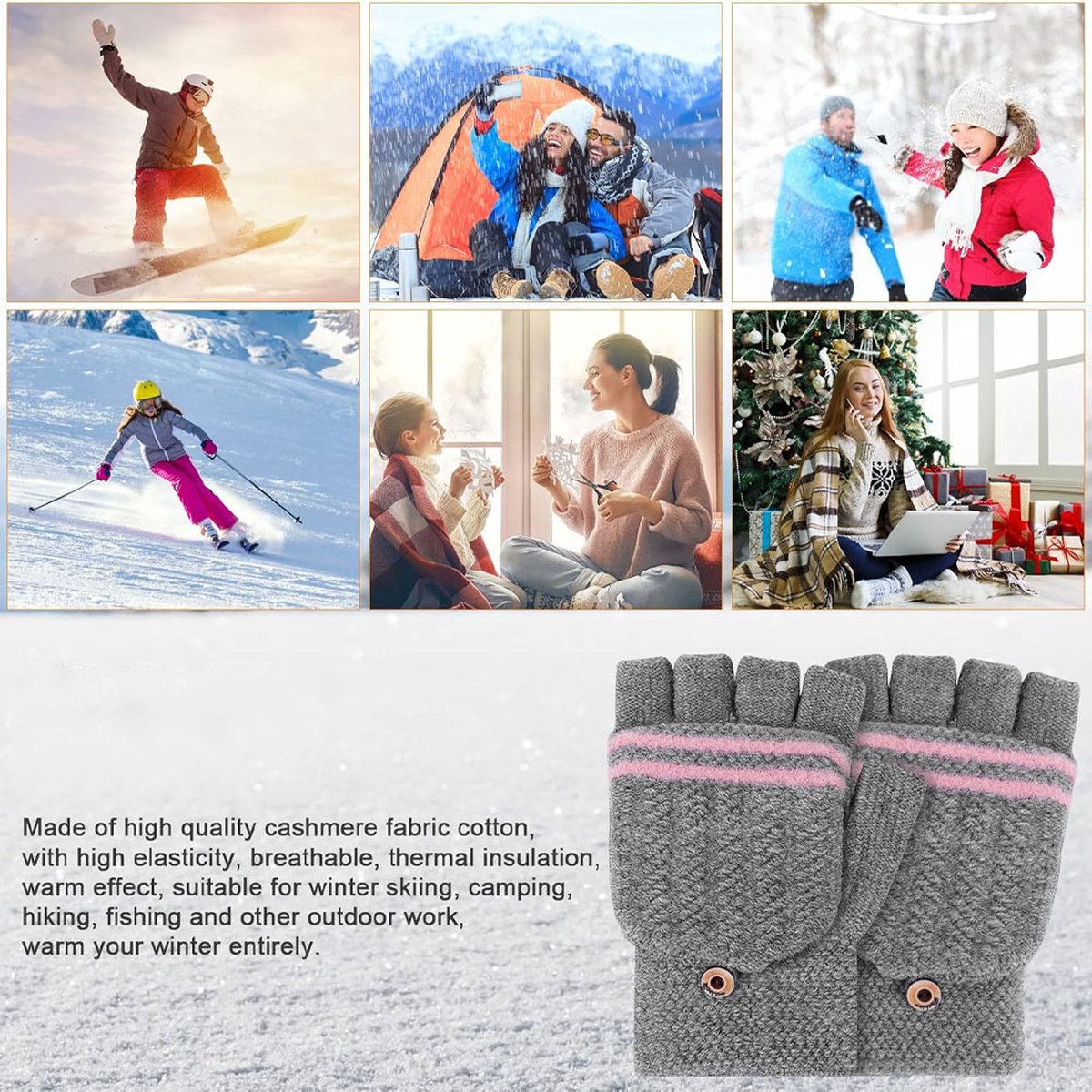 Heated Gloves - USB Heated Mittens - Heated Gloves - Electric Winter Gloves - Knitted Heated Gloves - Waterproof - Windproof - USB Rechargeable - Electrically Heated - One Size - Unisex - Winter Gift - Grey - Image 5