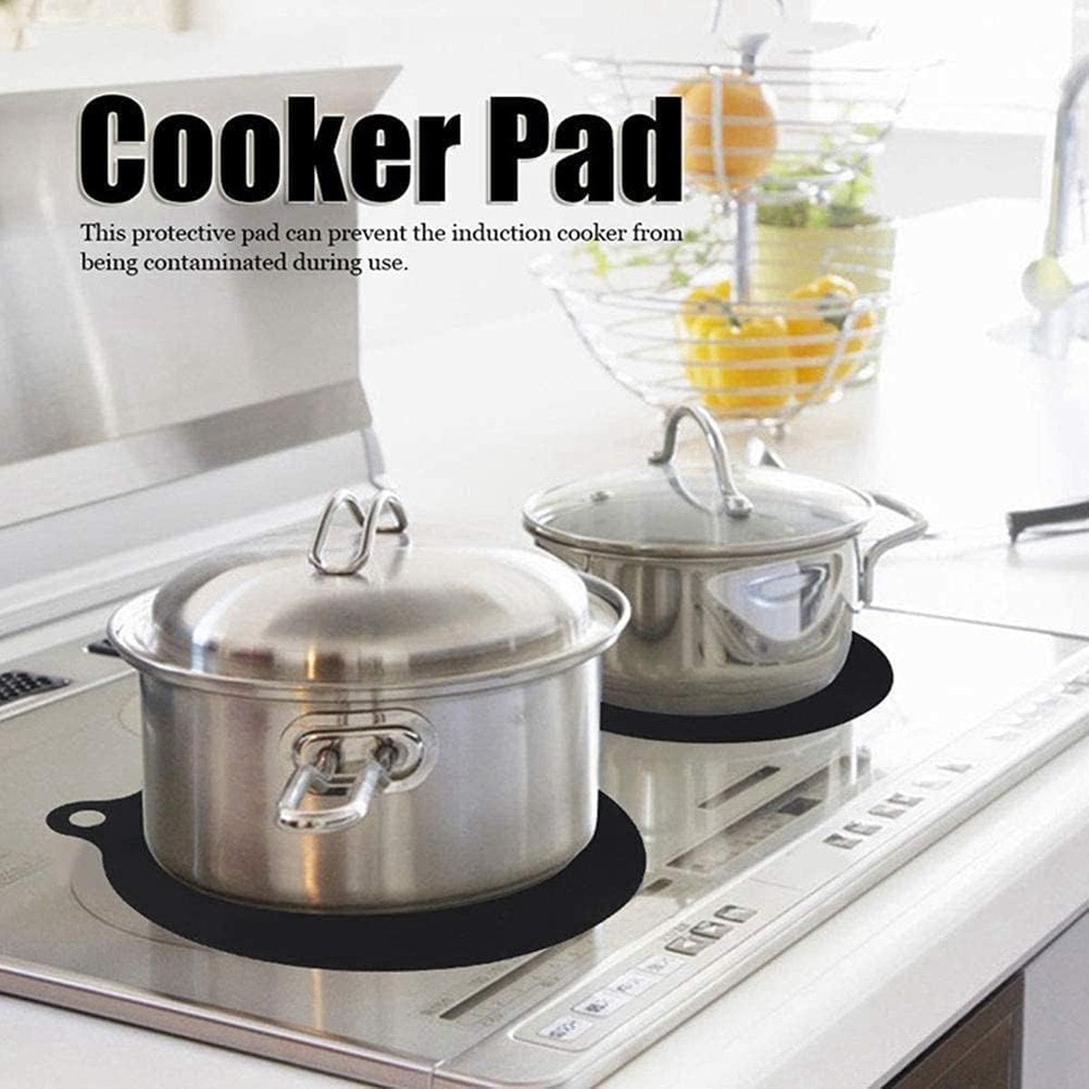 Induction Protector Set - 4 Pieces - 22cm - Pan Protectors - Induction Cover Plate - Cooktop Cover Plate - Round Induction Mats - Heat Resistant Up to 230 ºC - BPA-Free - Non-Slip - Dishwasher Safe - Pan Coaster - Coaster - Black - Image 5