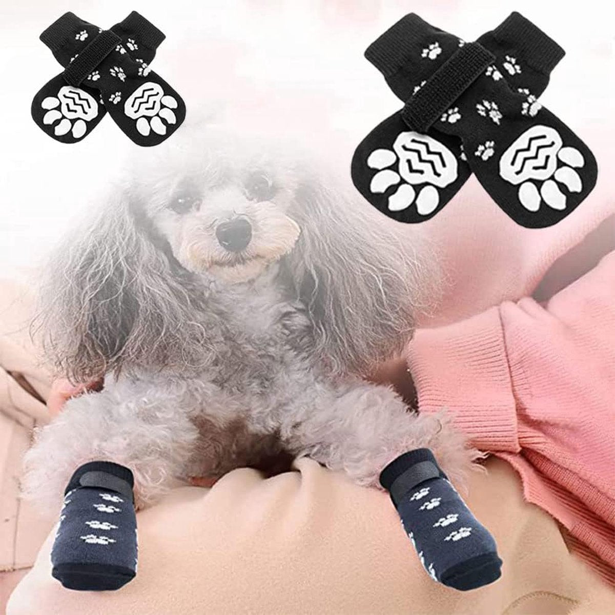 Size S 13.5 x 4.5 x 5.5cm - 2 Pairs Pet Socks - Non-Slip Dog Socks - Breathable - Adjustable - Dog Shoes Paw Protector Socks for Dogs - Velcro Closure - Pet Paw Protector - Fashionable and Functional Paw Protection - Image 5