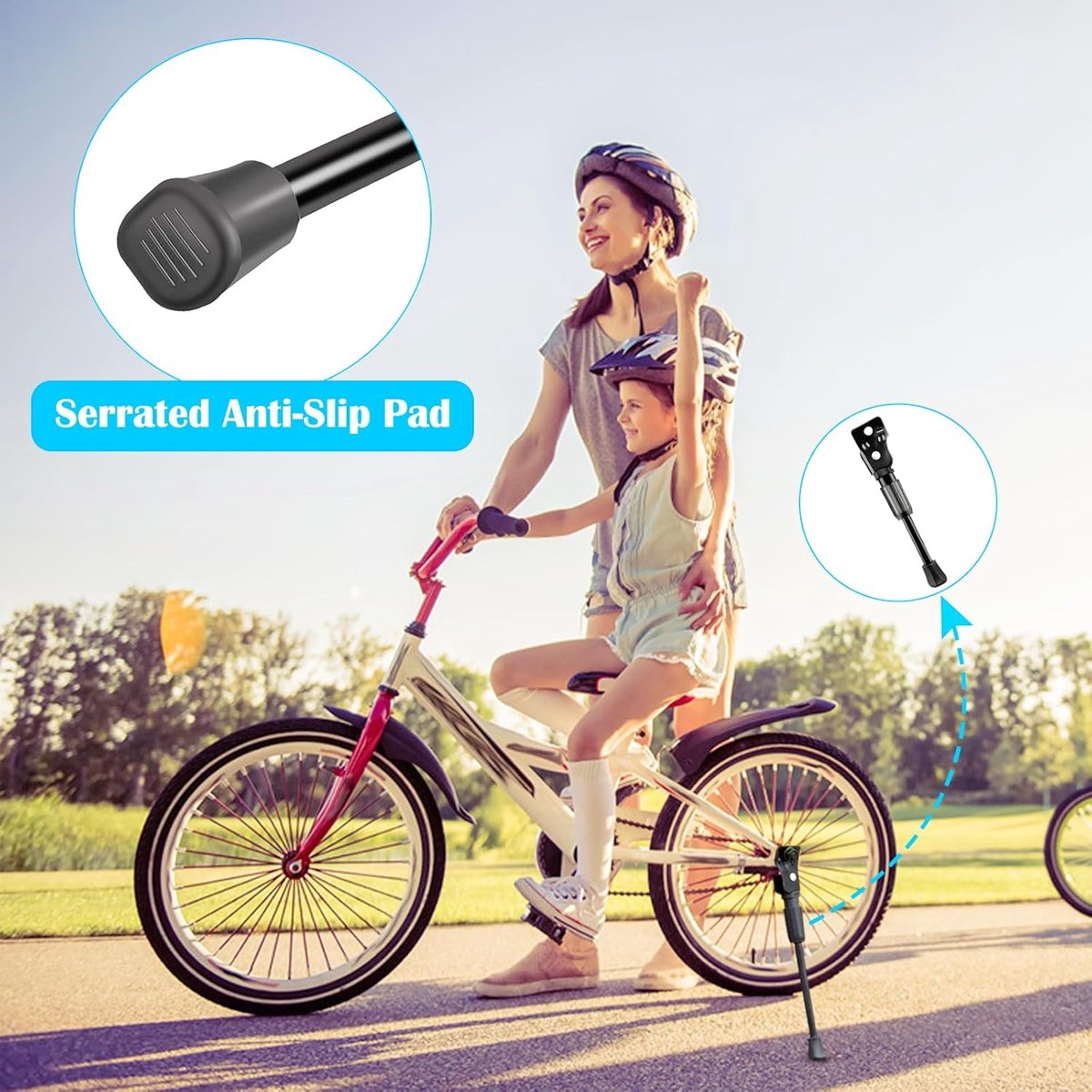 18 Inch - Bicycle Stand for Children's Bikes - MTB Kickstand - Single Bicycle Stand - Bicycle Accessories for Children - Bicycle Stand - Side Stand for Bicycles - Bicycle, E-Bike, City Bike & Mountain Bike - Pink - Easy to Install - Image 5
