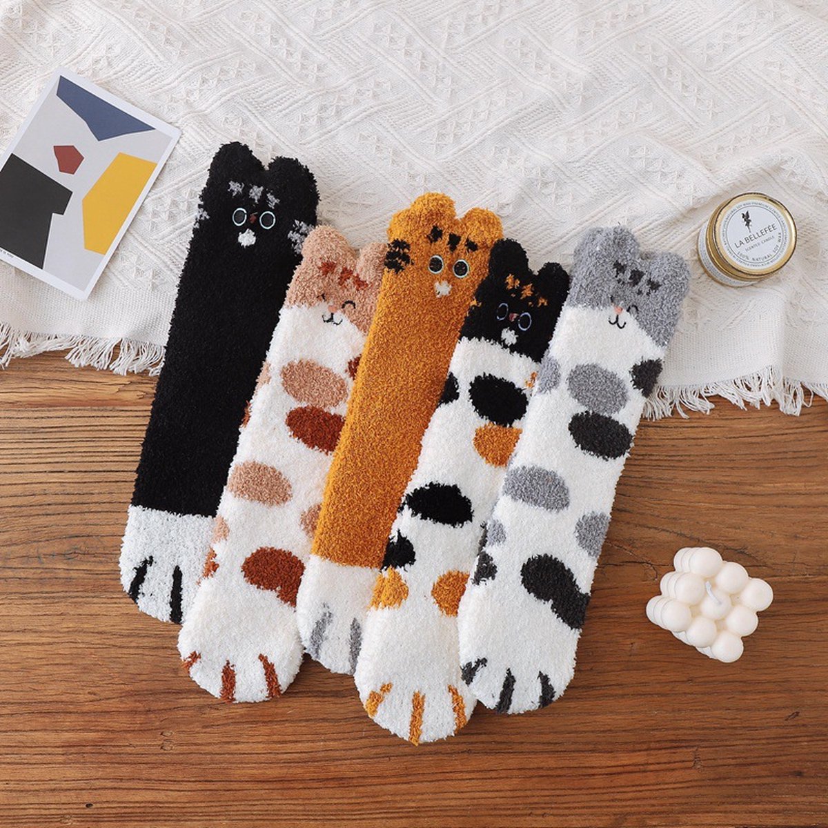 10 Pairs - Socks - Stockings - Socks - Funny Socks - Seamless - Men & Women - Thick - Warming Quality - Cat Claw - Warm Slipper Socks - Winter - One Size - Image 5
