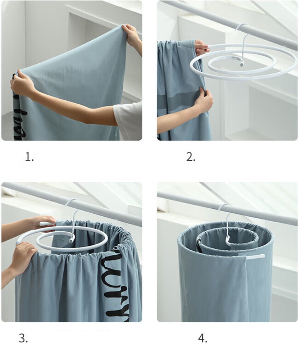 Spiral Hanger - Diameter 45cm - Drying Function - Duvet Cover Hanger - Multifunctional Storage - Spiral Quilt Drying Rack - Space-Saving Hangers for Sheets Bedspreads Coverlets Mattresses Tablecloths Sofa Covers Blankets Scarves Capes - White - 1 Piece - Image 5