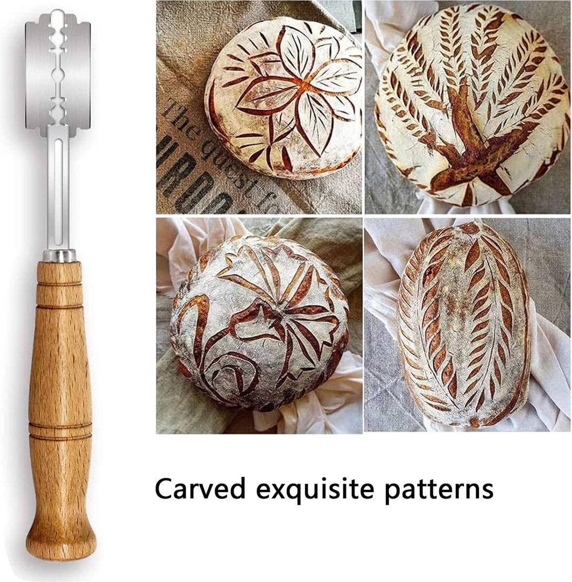 Dough Knife - Blade - Blade Knife - Dough Knife - Baguette Knife - With 5 Blades And Storage Case - Wooden Handle - Bread Knife - Baguette Knife - Baking Enthusiast - Image 5