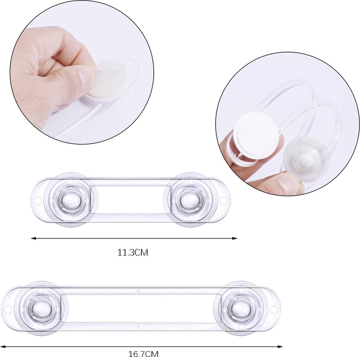 Child Locks for Cabinets - 8 Pieces - Drawer Lock - Cabinet Lock - Baby Safety - Baby Cabinet Security - Self-Adhesive Child Lock - Safety Hooks - Transparent - Self-Adhesive 3m - For Baby Safety - No Drilling or Screws - For Cabinet, Door and Drawer - Image 5