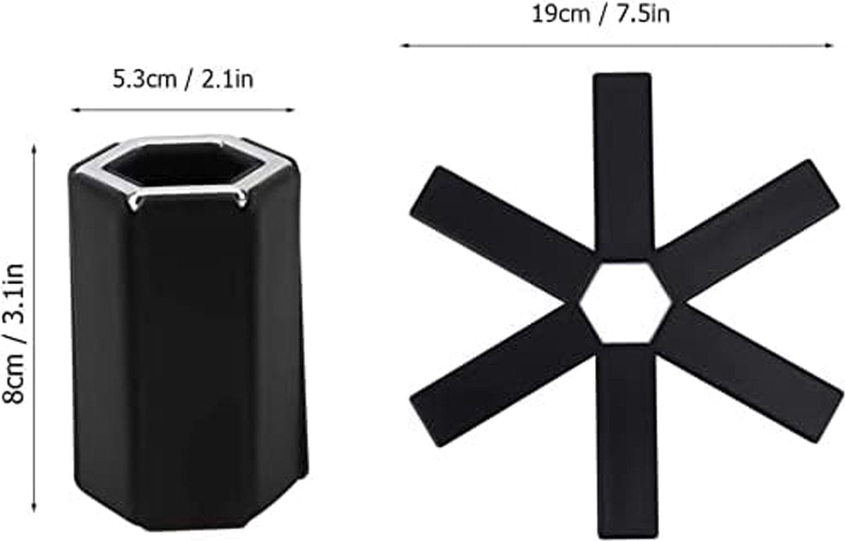 Pot Coaster - 4 Pieces - Coaster - Pot Holders - Pot Rack - Foldable - Heat Resistant - Non-Slip - Stylish Design - Practical - Foldable - Durable - Washable - For Pots, Pans, Bowls - Black - Image 5