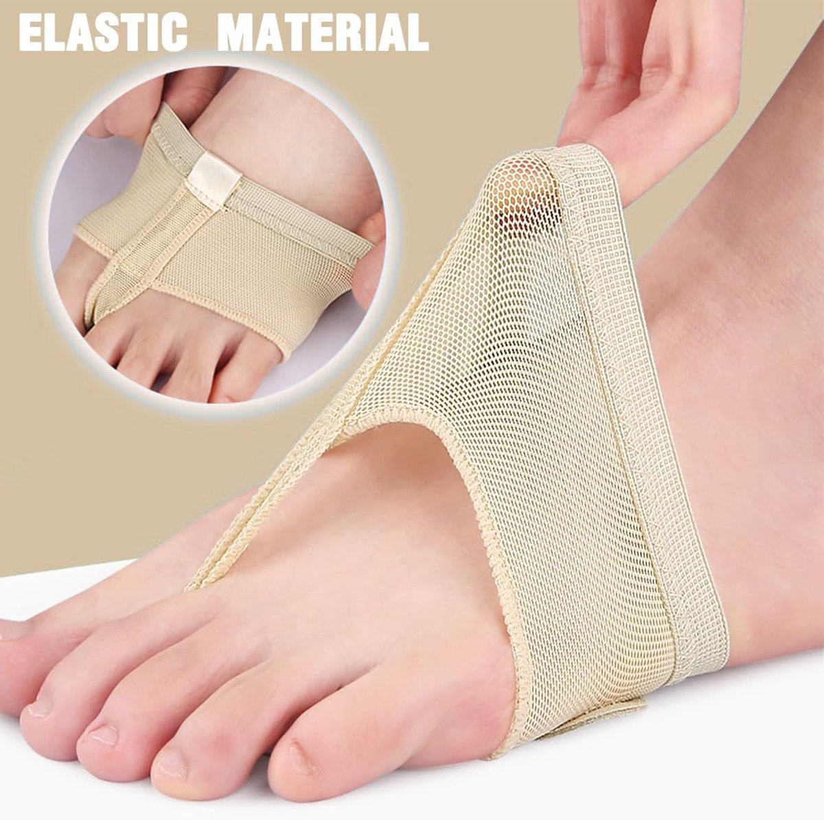 Forefoot Cushion - Heel Insoles - Anti-Slip Forefoot Insoles Heel Protection - Toe Protector Cushion - Anti-Slip Sock Pads - Fit All - Shock Absorbing - Set of 4 - Beige - Image 5