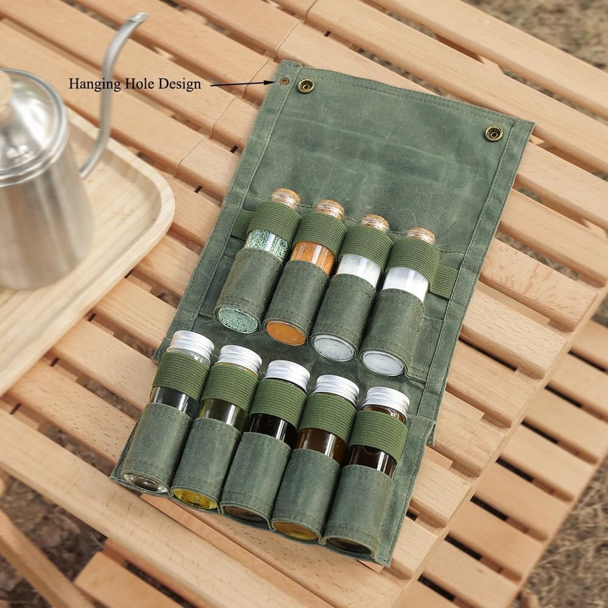 Camping Spice Kit - Portable Spice Bag with 9 Mini Spice Jars - Camping Set Travel Accessories - For Travel, Outdoors, Camping, Barbecue, Picnic - Portable Camping Spice Set - Image 5