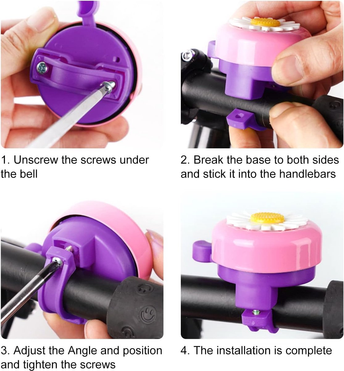 Bicycle bell - Bicycle - Cute Child Bicycle Bell - Creative Children's Bicycle Bell - cute bells - flower bicycle bell - accessory - Pink - Gift - Halloween - Christmas - for children /Boy /Girl - Image 5
